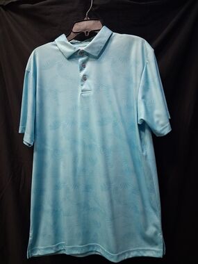 Grand Slam Sky Blue Palm-Print Polo